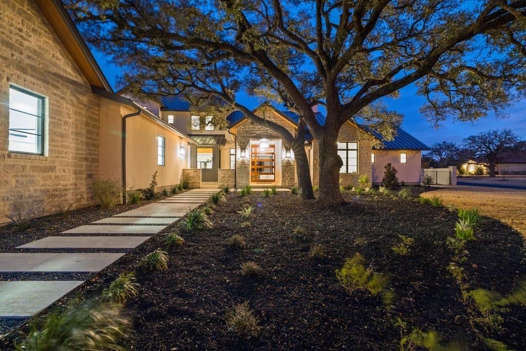 Cimarron Hills Subdivision front entry at dusk